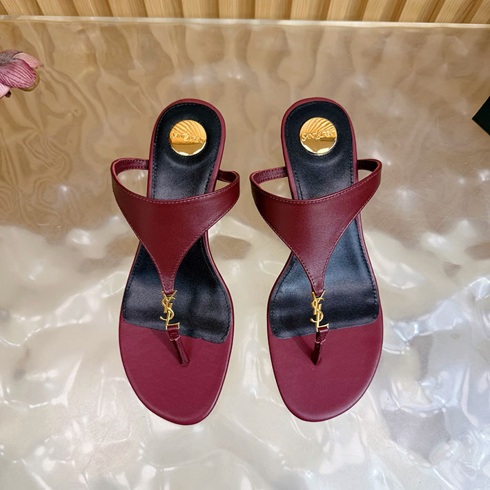 最高級サンローランスーパーコピー Saint Laurent エナメルウェッジサンダル スムースレザー ワインレッド 2631211 サン ローラン アウトレット店舗 - 画像 (6)