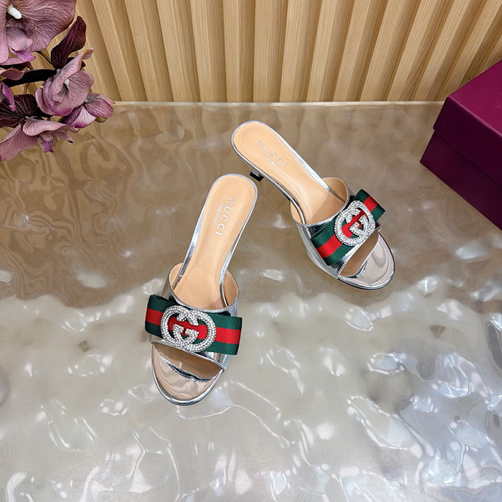 グッチ直営アウトレット店 GUCCI 2026年春夏 新作 サンダル ミュール シェリーライン シルバー 2631244 グッチ 靴 レディース - 画像 (6)