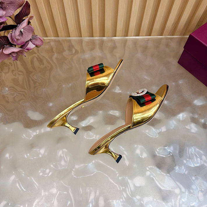 グッチ直営アウトレット店 GUCCI 2026年春夏 新作 サンダル ミュール シェリーライン ゴールド 2631247 グッチ サンダル 新作 - 画像 (3)