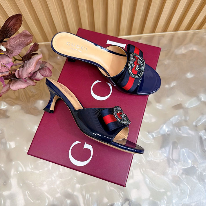 グッチ直営アウトレット店 GUCCI 2026年春夏 新作 サンダル ミュール シェリーライン ネイビー 2631250 グッチ サンダル ヒール - 画像 (9)