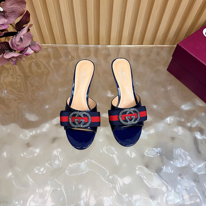 グッチ直営アウトレット店 GUCCI 2026年春夏 新作 サンダル ミュール シェリーライン ネイビー 2631250 グッチ サンダル ヒール - 画像 (8)