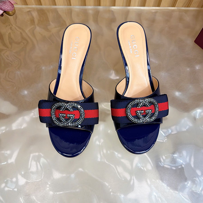 グッチ直営アウトレット店 GUCCI 2026年春夏 新作 サンダル ミュール シェリーライン ネイビー 2631250 グッチ サンダル ヒール - 画像 (7)