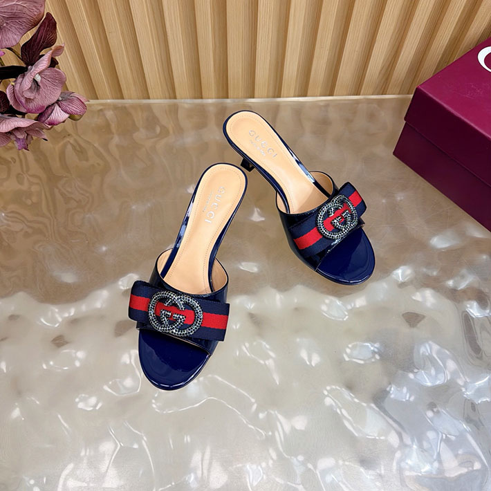 グッチ直営アウトレット店 GUCCI 2026年春夏 新作 サンダル ミュール シェリーライン ネイビー 2631250 グッチ サンダル ヒール - 画像 (6)