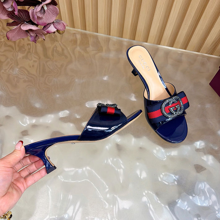 グッチ直営アウトレット店 GUCCI 2026年春夏 新作 サンダル ミュール シェリーライン ネイビー 2631250 グッチ サンダル ヒール - 画像 (5)