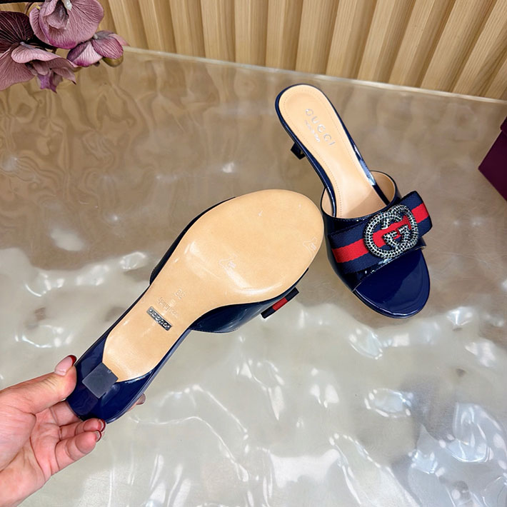 グッチ直営アウトレット店 GUCCI 2026年春夏 新作 サンダル ミュール シェリーライン ネイビー 2631250 グッチ サンダル ヒール - 画像 (3)