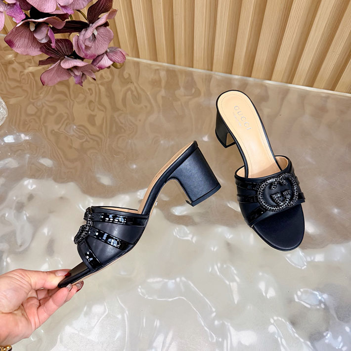 グッチ直営アウトレット店 GUCCI 2026年春夏 新作 インターロッキングG カットアウトサンダル ブラック 2631252 グッチ 靴 サンダル - 画像 (4)