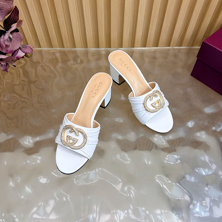 グッチ直営アウトレット店 GUCCI 2026年春夏 新作 インターロッキングG カットアウトサンダル ホワイト 2631253 グッチ 靴 安い - 画像 (5)