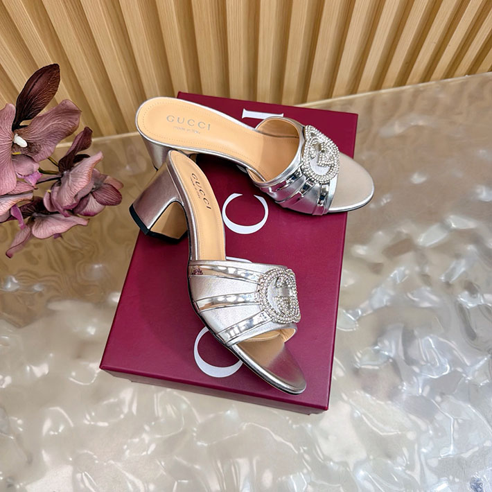 グッチ直営アウトレット店 GUCCI 2026年春夏 新作 インターロッキングG カットアウトサンダル シルバー 2631257 グッチ サンダル アウトレット - 画像 (9)