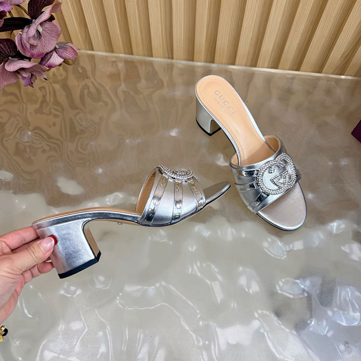 グッチ直営アウトレット店 GUCCI 2026年春夏 新作 インターロッキングG カットアウトサンダル シルバー 2631257 グッチ サンダル アウトレット - 画像 (5)