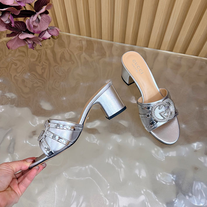 グッチ直営アウトレット店 GUCCI 2026年春夏 新作 インターロッキングG カットアウトサンダル シルバー 2631257 グッチ サンダル アウトレット - 画像 (3)