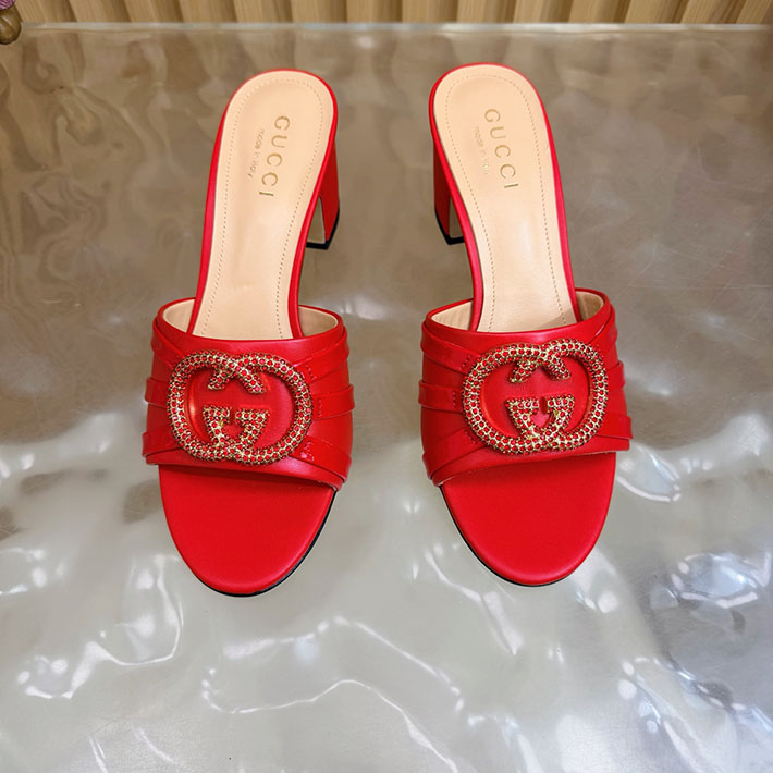 グッチ直営アウトレット店 GUCCI 2026年春夏 新作 インターロッキングG カットアウトサンダル レッド 2631260 グッチ サンダル 定価 - 画像 (6)