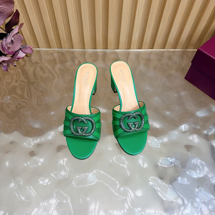 グッチ直営アウトレット店 GUCCI 2026年春夏 新作 インターロッキングG カットアウトサンダル グリーン 2631261 グッチ サンダル 新作 - 画像 (7)
