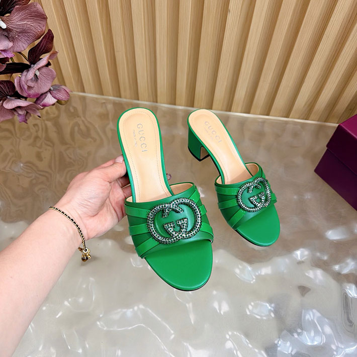グッチ直営アウトレット店 GUCCI 2026年春夏 新作 インターロッキングG カットアウトサンダル グリーン 2631261 グッチ サンダル 新作 - 画像 (2)