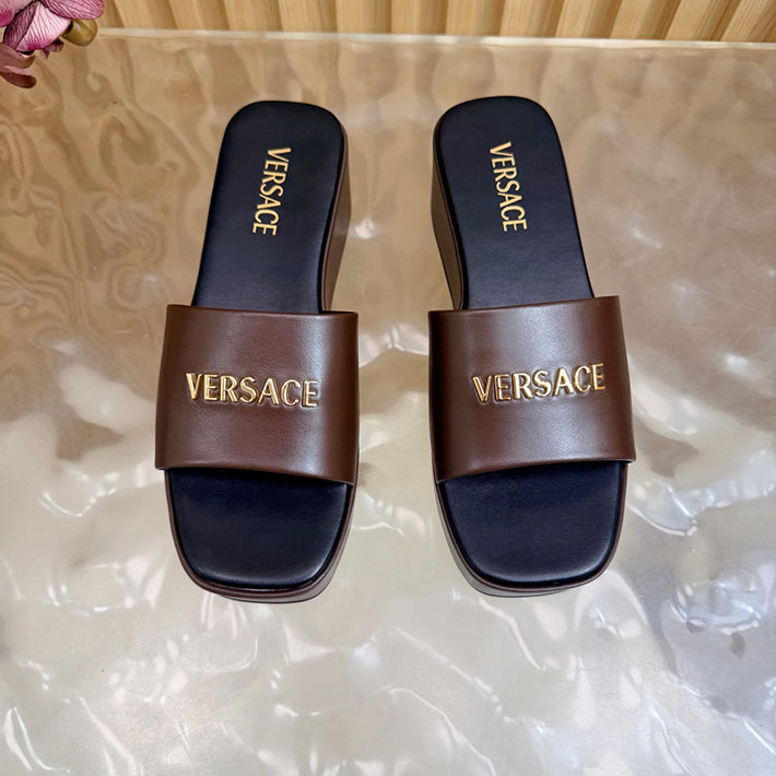 最高級ヴェルサーチェスーパーコピー VERSACE 2026年春夏 新作 Logo 60mm ミュール サンダル ブラウン 2631268 ヴェルサーチ 靴 レディース - 画像 (6)