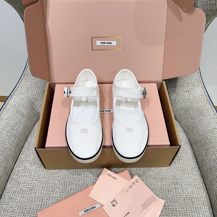 レディース ミュウミュウ MiuMiu カーフレザー(牛革) メリージェーン バレリーナ ホワイト 2631368 MIUMIU 靴 レディース - 画像 (2)