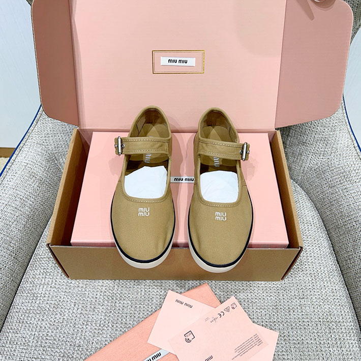 レディース ミュウミュウ MiuMiu カーフレザー(牛革) メリージェーン バレリーナ ブラウン 2631369 Miumiu 靴 アウトレット - 画像 (2)