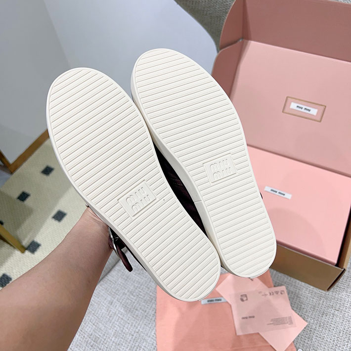 レディース ミュウミュウ MiuMiu カーフレザー(牛革) メリージェーン バレリーナ ワインレッド 2631370 ミュウミュウ アウトレット店舗 - 画像 (4)