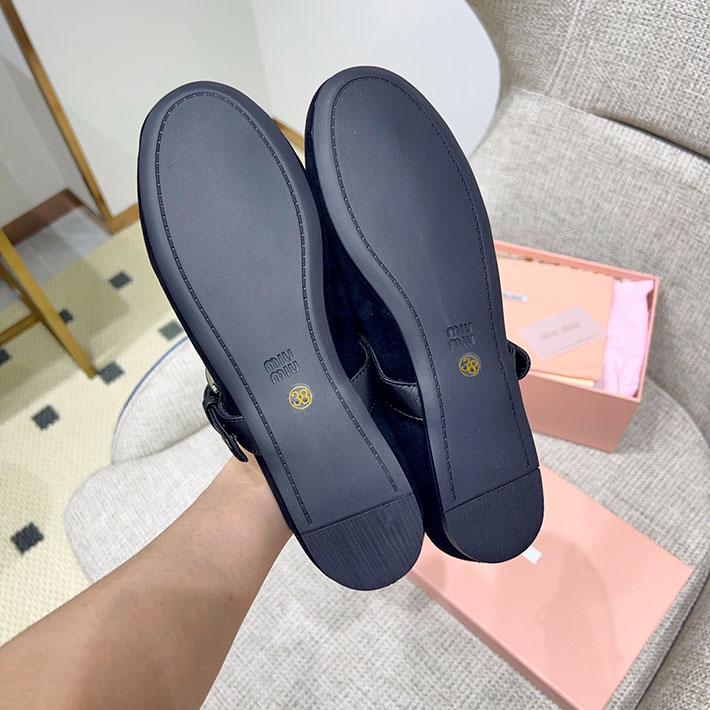 レディース ミュウミュウ MiuMiu 2026年 新作 レザー バレリーナフラットシューズ 2631374 miumiu 靴 レディース - 画像 (5)