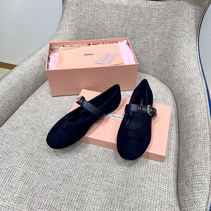 レディース ミュウミュウ MiuMiu 2026年 新作 レザー バレリーナフラットシューズ 2631374 miumiu 靴 レディース - 画像 (2)