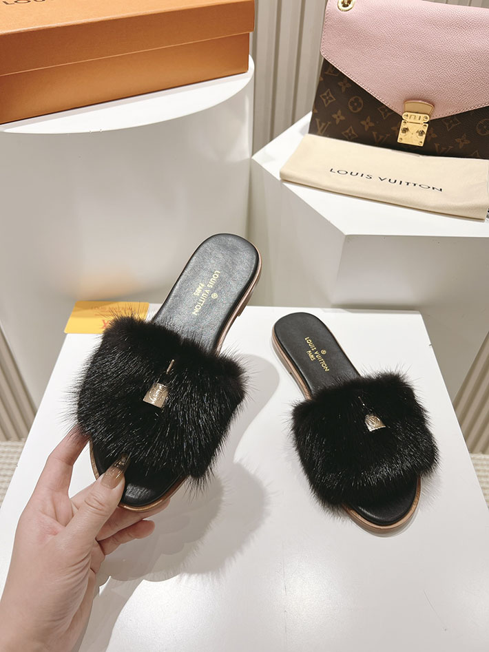 ルイヴィトン ファー サンダル LV Mule Lock It ミュール・ロックイット サンダル ブラック 2631383 ルイヴィトン 靴 安い - 画像 (6)