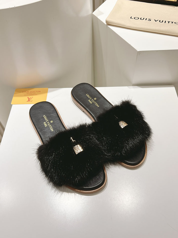 ルイヴィトン ファー サンダル LV Mule Lock It ミュール・ロックイット サンダル ブラック 2631383 ルイヴィトン 靴 安い - 画像 (2)