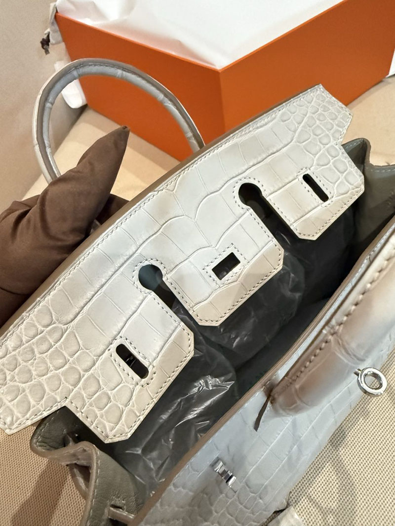 エルメス バーキン 25の通販 HERMES バーキン25 ベトン クロコダイル シルバー金具 2631450 エルメス バーキン クロコダイル 定価 - 画像 (3)