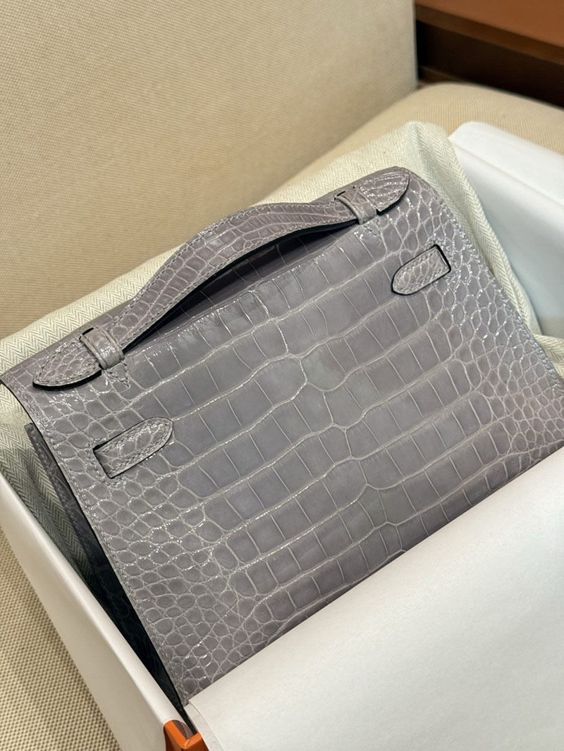 エルメス ポシェットケリーの通販 HERMES ポシェットケリー グリシマン クロコダイル シルバー金具 2631456 エルメス ミニケリー 値段 - 画像 (6)