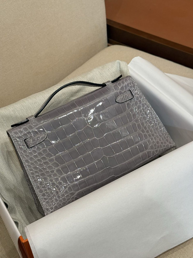 エルメス ポシェットケリーの通販 HERMES ポシェットケリー グリシマン クロコダイル シルバー金具 2631456 エルメス ミニケリー 値段 - 画像 (2)