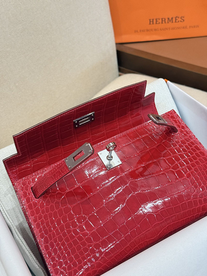 エルメス ポシェットケリーの通販 HERMES ポシェットケリー ブレイズ クロコダイル シルバー金具 2631457 エルメス ミニケリー 新品 - 画像 (8)