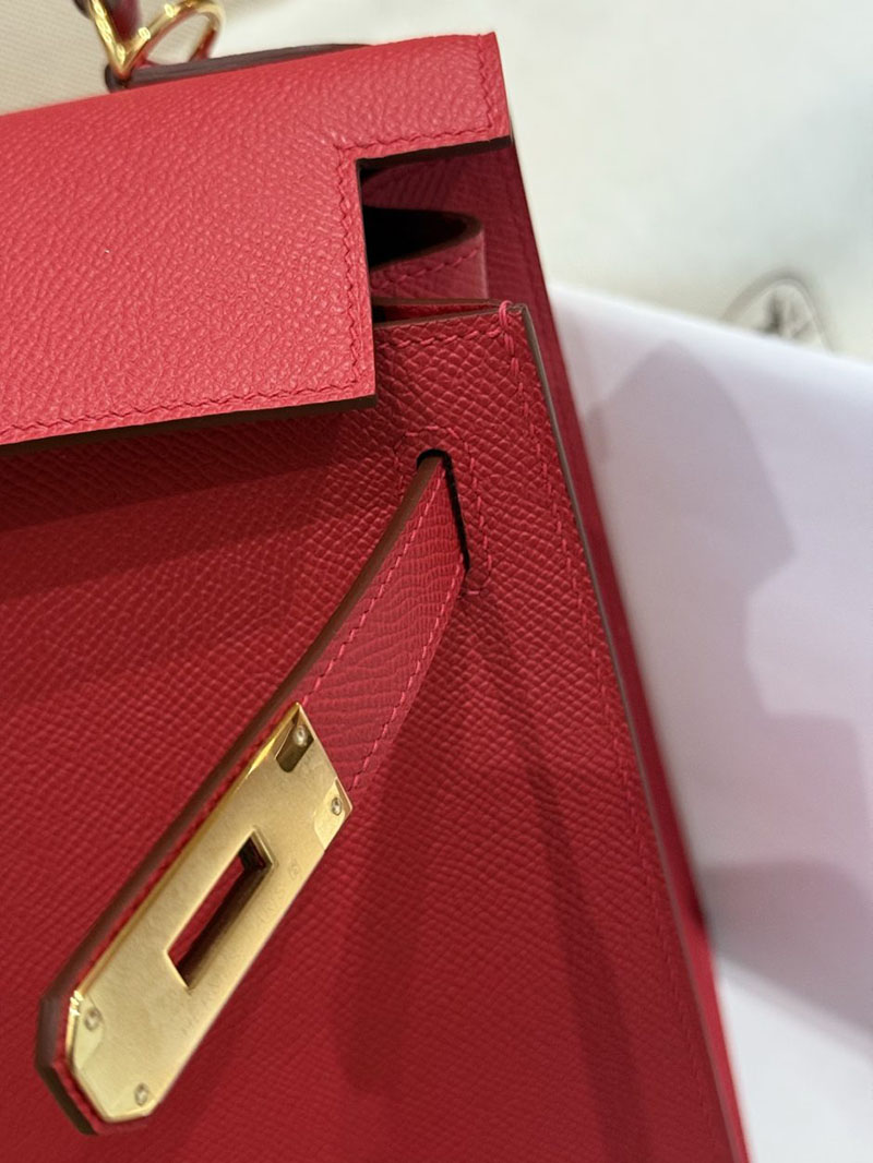 エルメス ケリー 25の通販 HERMES ケリー25 外縫い ルージュカザック ヴォーエプソン ゴールド金具 2631459 エルメス ケリー25 外縫い - 画像 (7)
