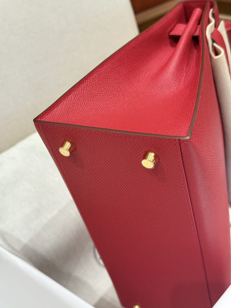 エルメス ケリー 25の通販 HERMES ケリー25 外縫い ルージュカザック ヴォーエプソン ゴールド金具 2631459 エルメス ケリー25 外縫い - 画像 (2)