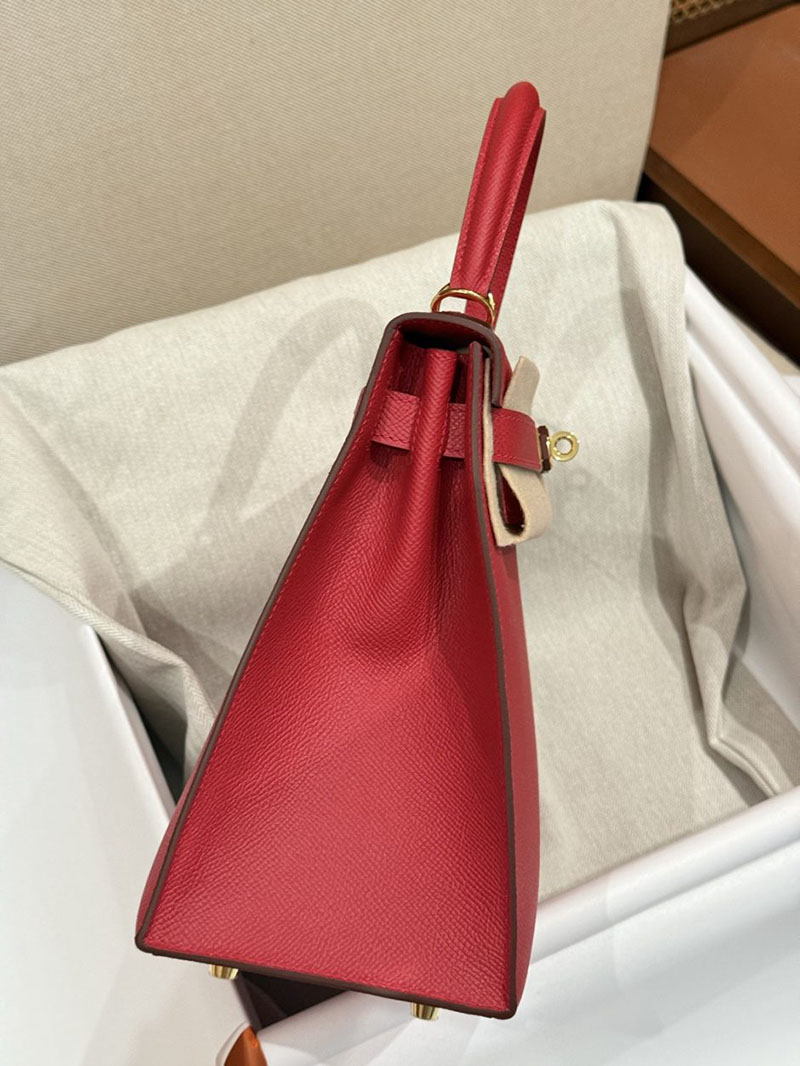 エルメス ケリー 25の通販 HERMES ケリー25 外縫い ルージュカザック ヴォーエプソン ゴールド金具 2631459 エルメス ケリー25 外縫い - 画像 (9)