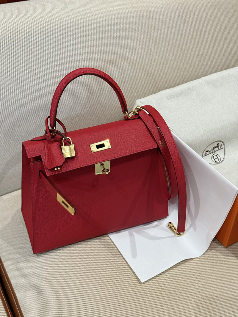 エルメス ケリー 25の通販 HERMES ケリー25 外縫い ルージュカザック ヴォーエプソン ゴールド金具 2631459 エルメス ケリー25 外縫い - 画像 (8)
