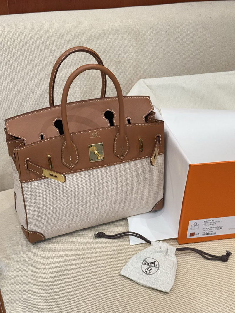エルメス バーキン 30の通販 HERMES バーキン30 キャンバス ゴールド スイフト/トワルアッシュ ゴールド金具 2631462 キャンバスバーキン風 - 画像 (3)
