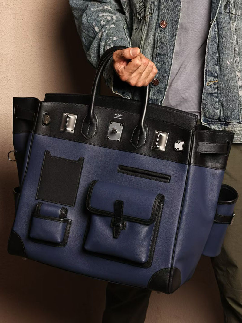 エルメス オータクロア40の通販 HERMES オータクロア 40cm カーゴ 黒/ブルーサフィール トワルアッシュ×スイフト シルバー金具 2631479 - 画像 (9)