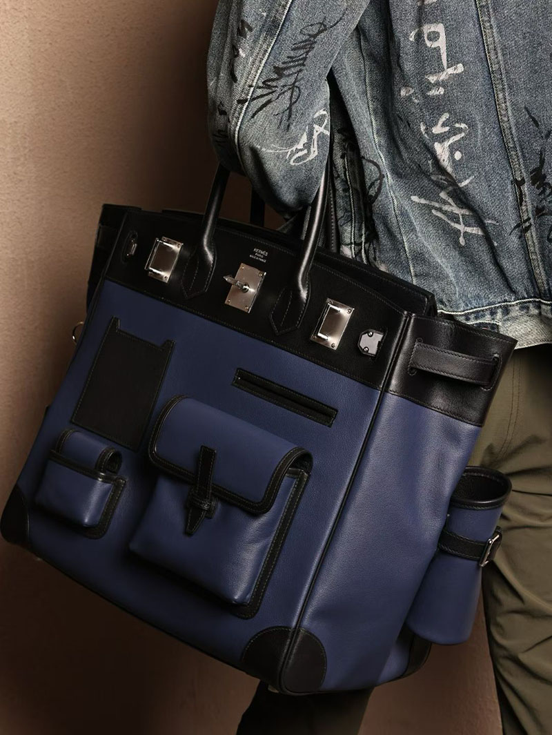 エルメス オータクロア40の通販 HERMES オータクロア 40cm カーゴ 黒/ブルーサフィール トワルアッシュ×スイフト シルバー金具 2631479 - 画像 (8)