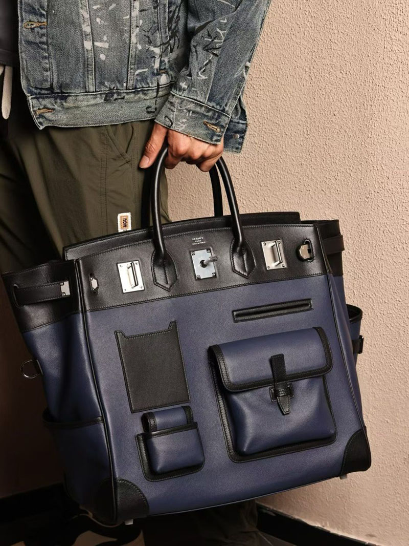 エルメス オータクロア40の通販 HERMES オータクロア 40cm カーゴ 黒/ブルーサフィール トワルアッシュ×スイフト シルバー金具 2631479 - 画像 (5)