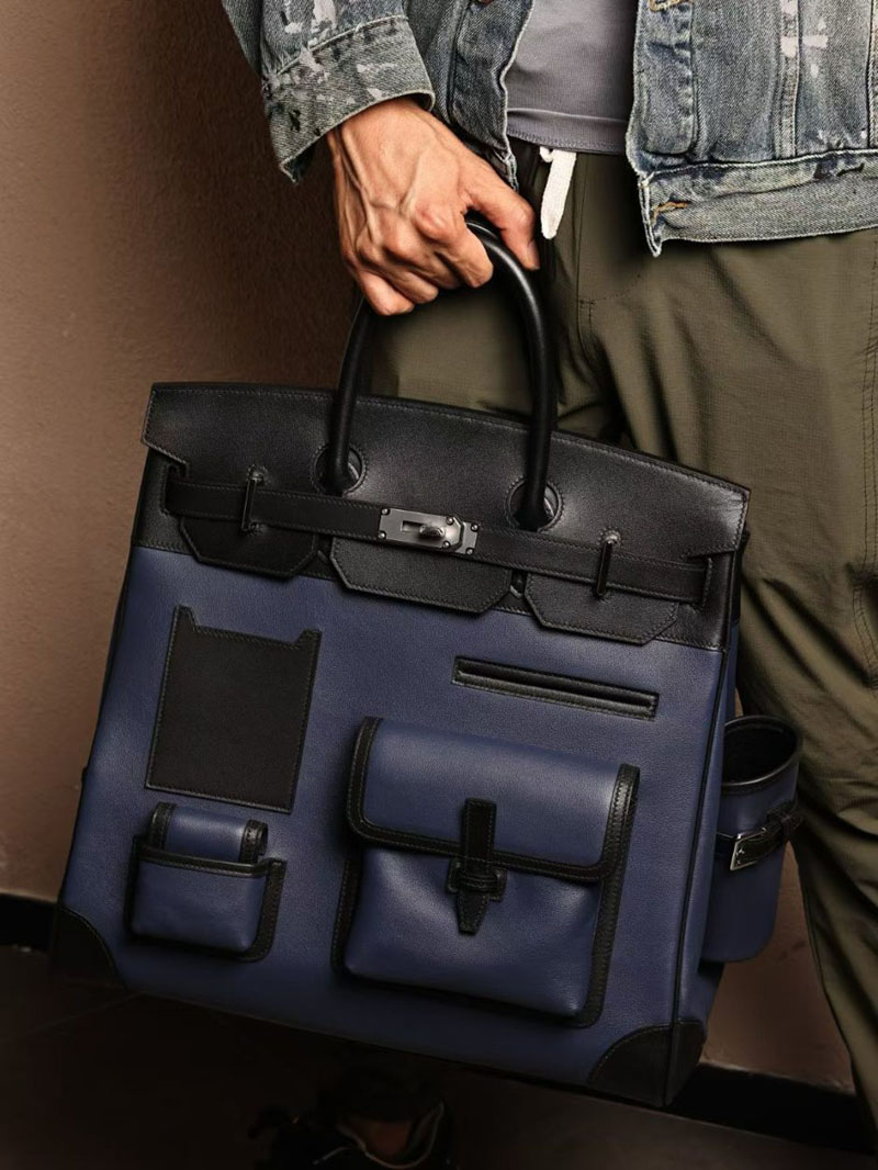 エルメス オータクロア40の通販 HERMES オータクロア 40cm カーゴ 黒/ブルーサフィール トワルアッシュ×スイフト シルバー金具 2631479 - 画像 (4)