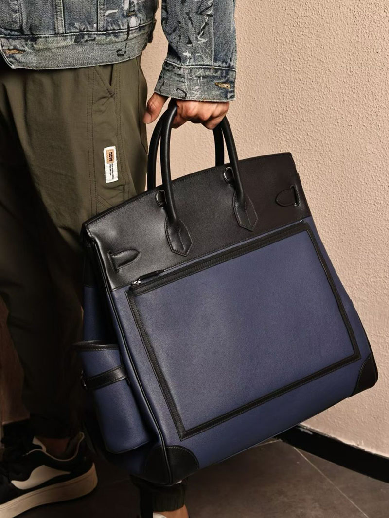 エルメス オータクロア40の通販 HERMES オータクロア 40cm カーゴ 黒/ブルーサフィール トワルアッシュ×スイフト シルバー金具 2631479 - 画像 (3)