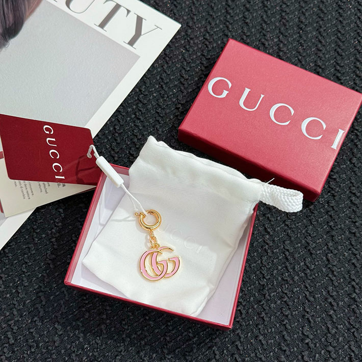 グッチ直営アウトレット店 GUCCI ダブルG バッグ チャーム キーホルダー ピンク 837069 J163G 8046 グッチ キーホルダー レディース - 画像 (6)