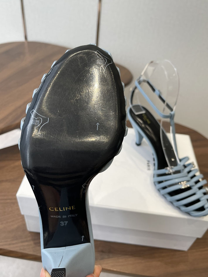 最高級セリーヌスーパーコピー CELINE ケージ ストラッピーサンダル ゴート 75mm スカイブルー 2630528 セリーヌ ヒールサンダル - 画像 (2)