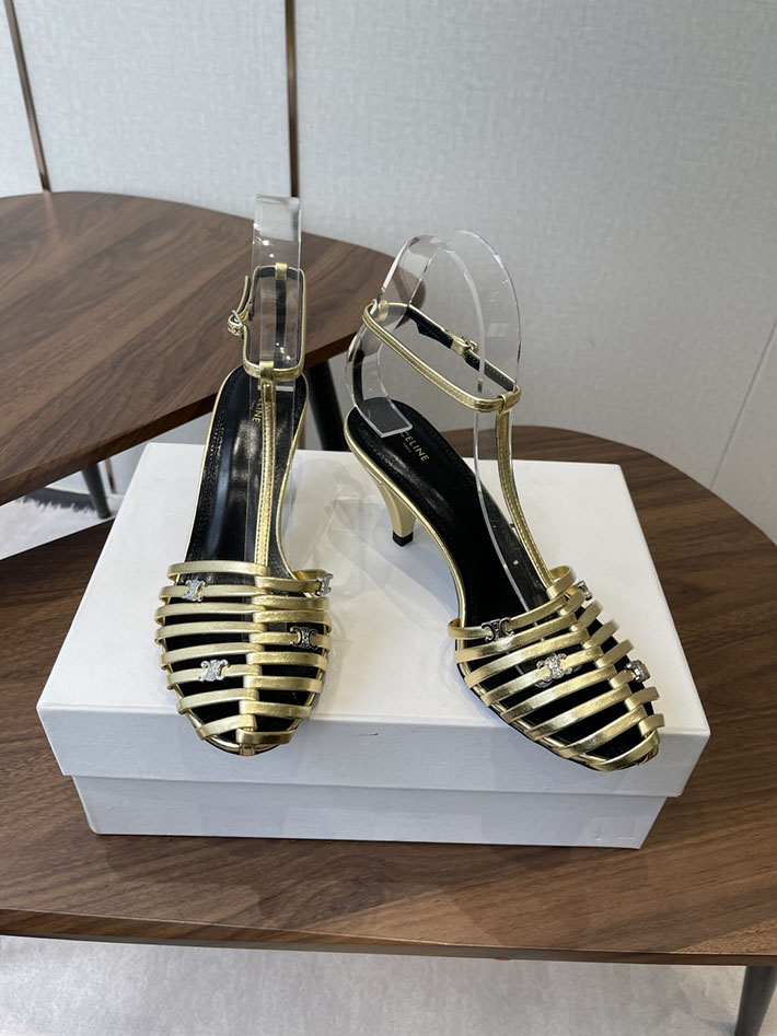 最高級セリーヌスーパーコピー CELINE ケージ ストラッピーサンダル ゴート 75mm ゴールド 2630531 セリーヌ サンダル 新作 - 画像 (7)
