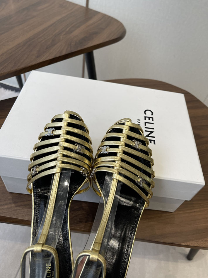 最高級セリーヌスーパーコピー CELINE ケージ ストラッピーサンダル ゴート 75mm ゴールド 2630531 セリーヌ サンダル 新作 - 画像 (5)