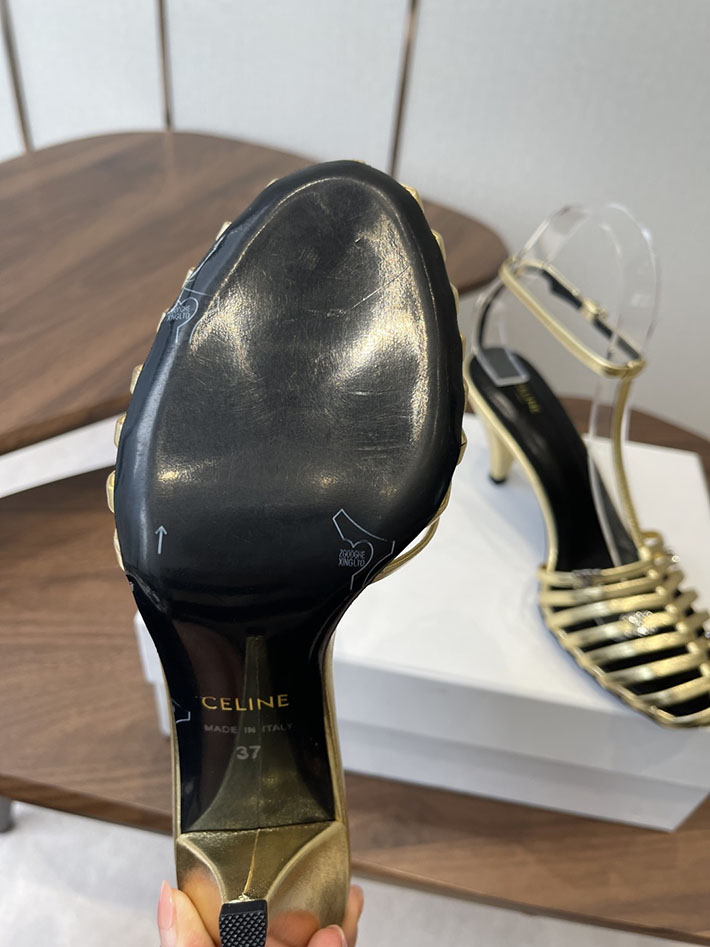 最高級セリーヌスーパーコピー CELINE ケージ ストラッピーサンダル ゴート 75mm ゴールド 2630531 セリーヌ サンダル 新作 - 画像 (2)