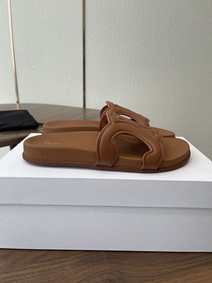 セリーヌ CELINE 靴 レディース トリオンフ スライド カーフスキン ベジタルタンニン ブラウン 2630545 セリーヌ サンダル 新作 - 画像 (9)