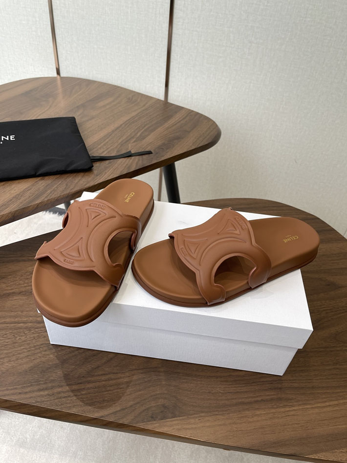 セリーヌ CELINE 靴 レディース トリオンフ スライド カーフスキン ベジタルタンニン ブラウン 2630545 セリーヌ サンダル 新作 - 画像 (8)
