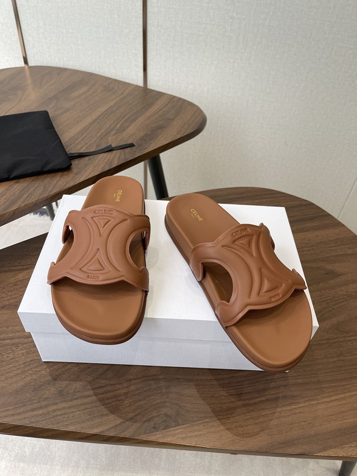 セリーヌ CELINE 靴 レディース トリオンフ スライド カーフスキン ベジタルタンニン ブラウン 2630545 セリーヌ サンダル 新作 - 画像 (7)