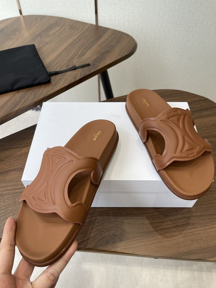 セリーヌ CELINE 靴 レディース トリオンフ スライド カーフスキン ベジタルタンニン ブラウン 2630545 セリーヌ サンダル 新作 - 画像 (6)