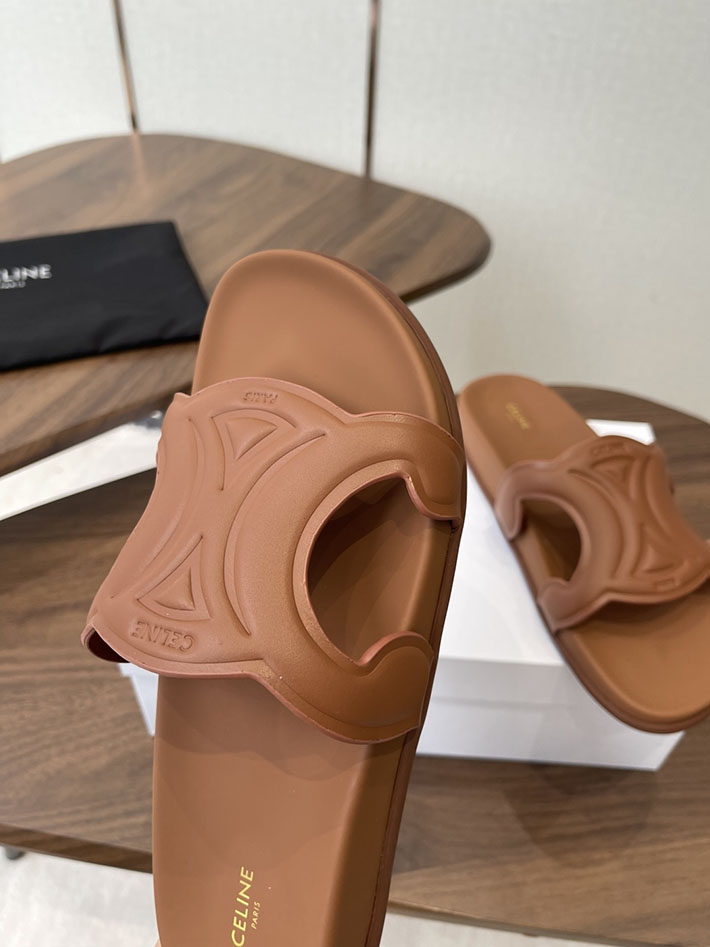 セリーヌ CELINE 靴 レディース トリオンフ スライド カーフスキン ベジタルタンニン ブラウン 2630545 セリーヌ サンダル 新作 - 画像 (5)