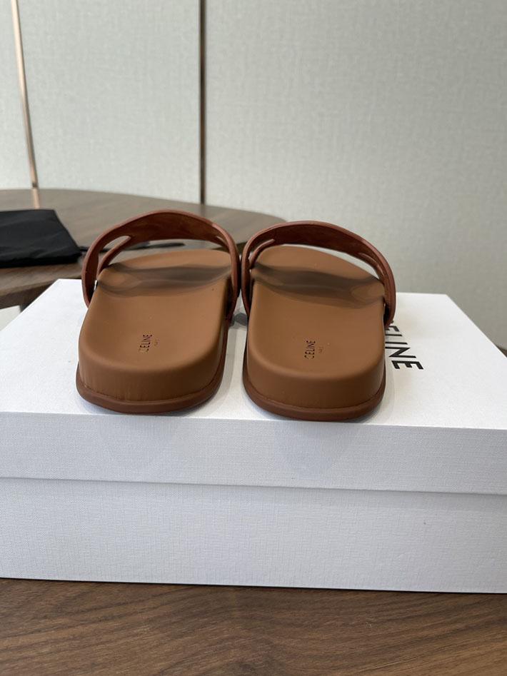 セリーヌ CELINE 靴 レディース トリオンフ スライド カーフスキン ベジタルタンニン ブラウン 2630545 セリーヌ サンダル 新作 - 画像 (3)